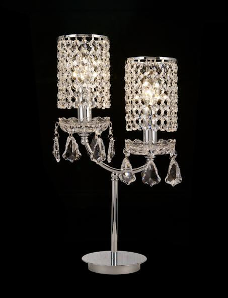 038 Crystal Table Lamp - 10" 2 Light - Asfour Crystal [T-038(AG941)-2L-917+LS2-14mm]