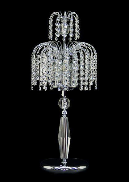 4718 Crystal Table Lamp - 10" 3 Light - Asfour Crystal 14mm Beads [T-4718-10"-3L-14mm]