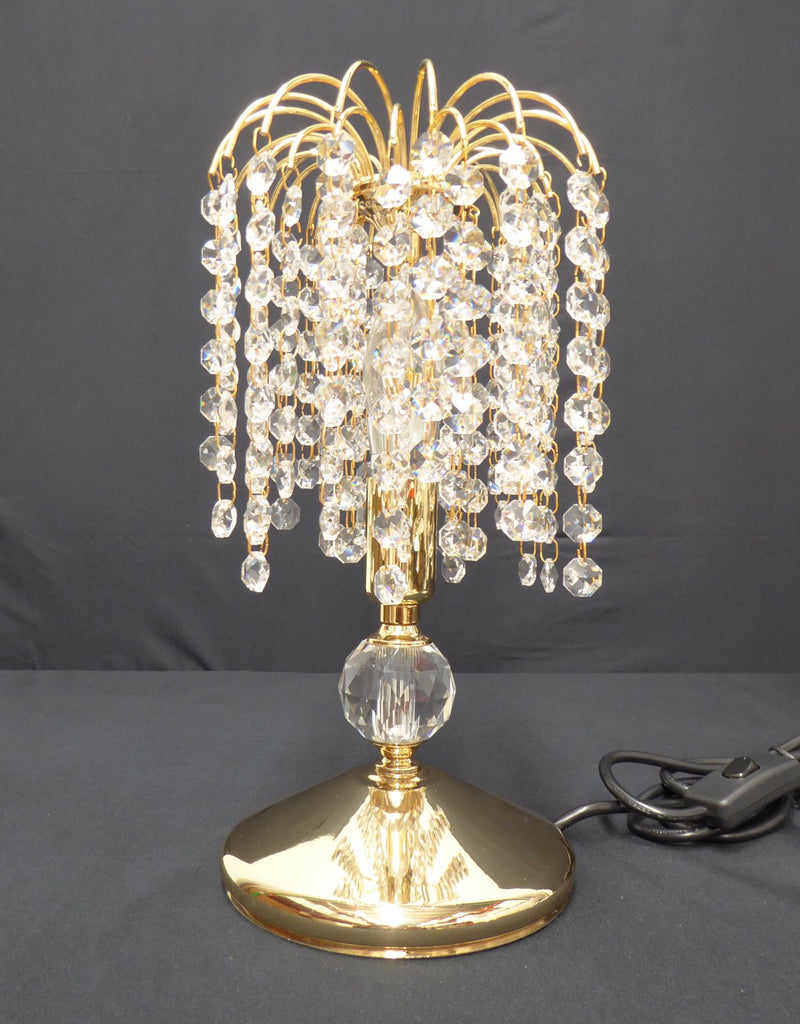 4718 Crystal Table Lamp - 6" 1 Light Gold - Asfour Crystal 14mm Beads [T-4718-6"-14mm]