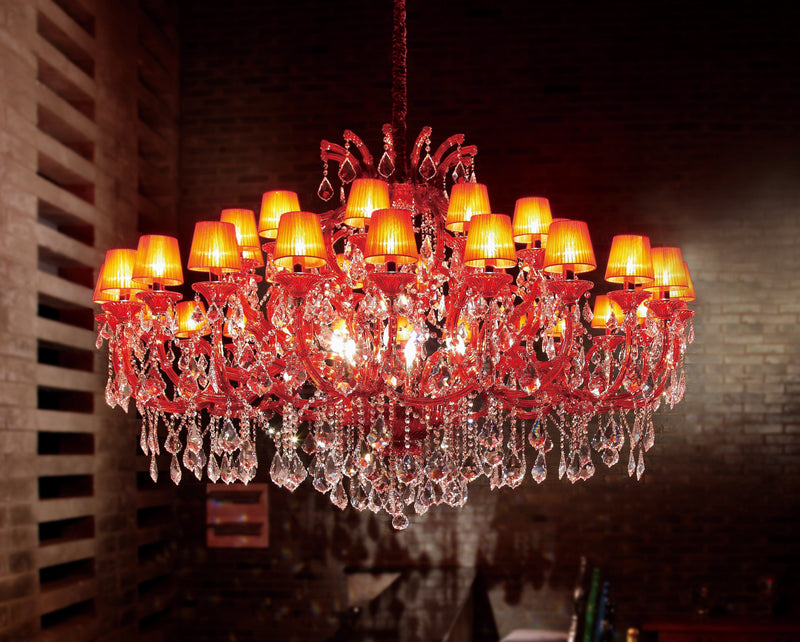 6631 Crystal Pendant Light - 71" 42 Light - Asfour Crystal Chandelier [6631(4624)-71"-24+12L+(6L)-911+1140RED (RED)]