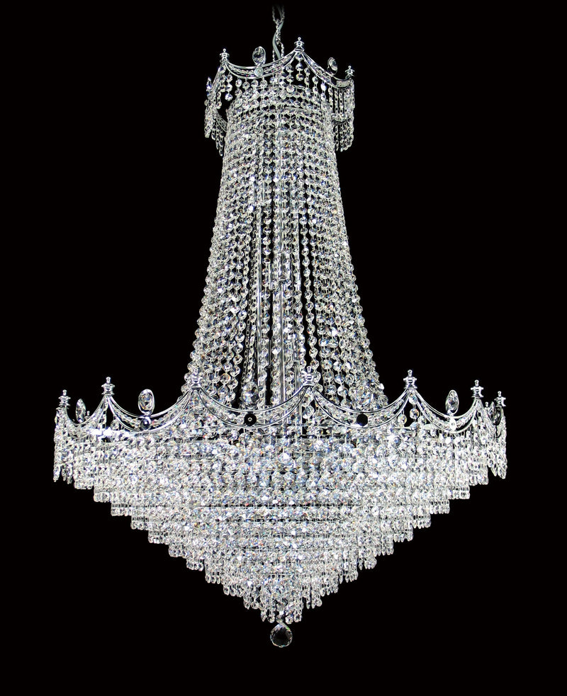 702 Crystal Pendant Light 32" 24 Light - Asfour Crystal 14mm Beads - Chandelier [702-32"-14mm]