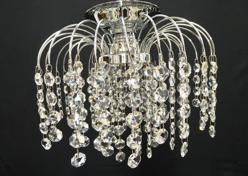 HLC Crystal Batten Fix Ceiling Light (DIY) - 10" Gold - Asfour Crystal 14mm Beads [HLC-10"-14]