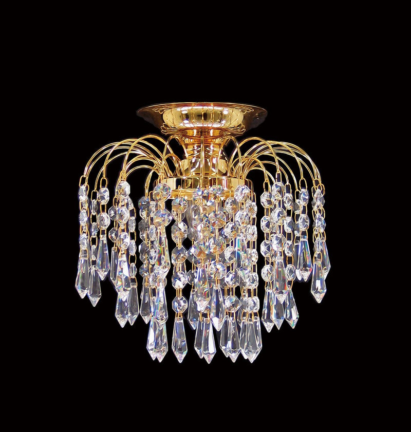 HLC 8" Crystal Batten Fix Ceiling Light (DIY) - Asfour Crystal Prismas & 14mm Beads [HLC-8"-401]