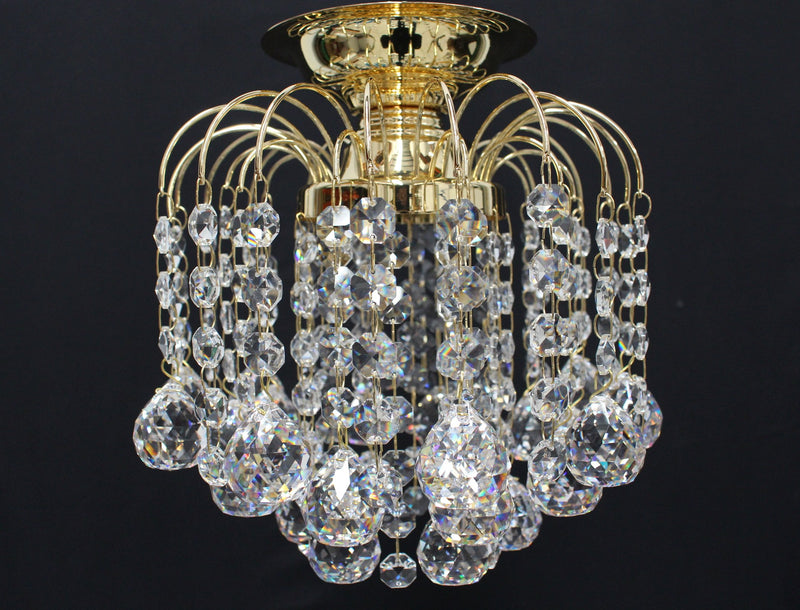 HLC 8" Crystal Batten Fix Ceiling Light (DIY) - Asfour Crystal Balls & 14mm Beads [HLC-8"-14-701]