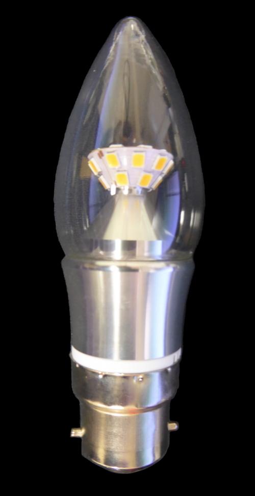 LED Plain Candle Bulb - 5W B22 Silver