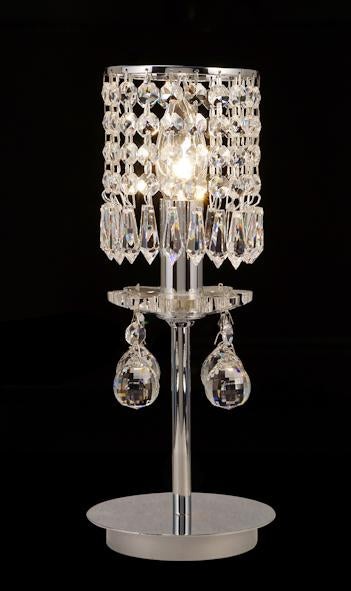 008 Crystal Table Lamp - 4" 1 Light - Asfour Crystal Prismas & 14mm Beads [T-008(1039)-1L+LS2-401]