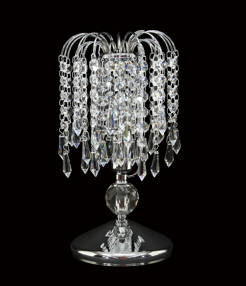 4718 Crystal Table Lamp - 6" 1 Light - Asfour Crystal Prisma & 14mm Beads [T-4718-6"-14-401]
