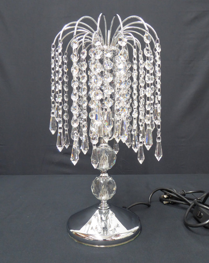 4718 Crystal Table Lamp - 8" 1 Light - Asfour Crystal Prisma & 14mm Beads [T-4718-8"-14-401]