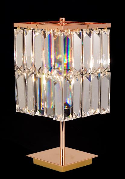 6200 Crystal Table Lamp - 7" Square 2 Light - Asfour Crystal Penlogue Coffin Stone [T-6200-(610-4")-40]