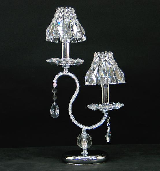 7100 Crystal Table Lamp - 10" 2 Light - Crystal Shade - Asfour Crystal [T-7100-2L-873+1143]
