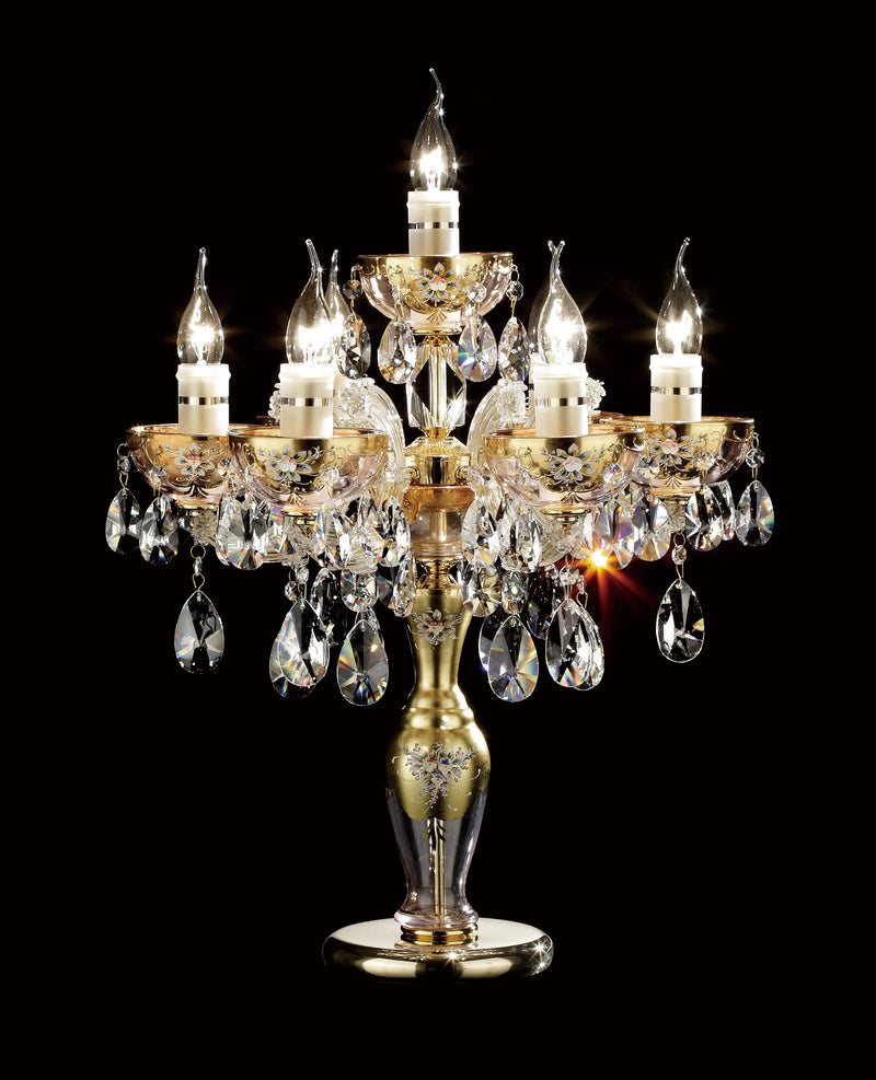 6610 Crystal Table Lamp - 19" 7 Light - Asfour Crystal [T-No.1-6610-19"-6+1L-873]