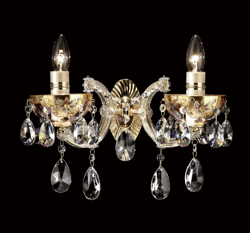 6610 Crystal Wall Light - 14" 2 Light - Asfour Crystal Pearshape [W-No.1-6610-2L-873]